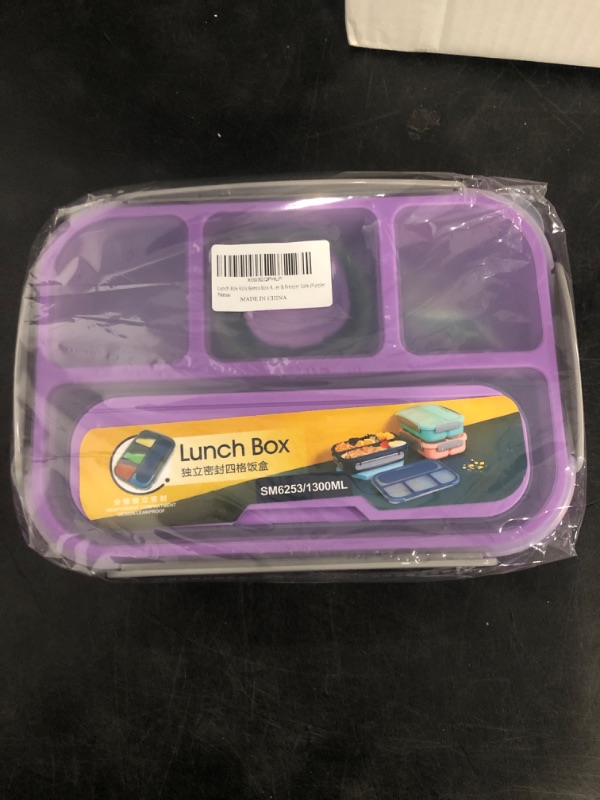 Photo 1 of Bento Box, Lunch Box Kids, 1300ML with 4 Compartment&Food Picks Cake Cups, Containers for Adults/Kids/Toddler, Leak-Proof, Microwave/Dishwasher/Freezer Safe(Purple)