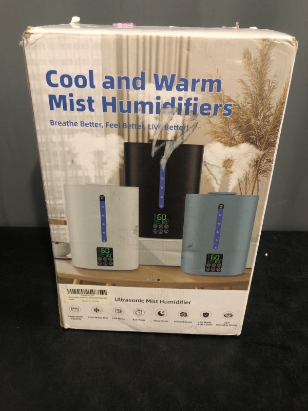 Photo 1 of Coolfiqu 6L Humidifiers for Bedroom Large Room Home, Cool and Warm Humidifier for Plants Mist Top Fill Desk Humidifier Essential Oil Diffuser, Quiet Humidifiers with Adjustable Mist,360°Nozzle-Black