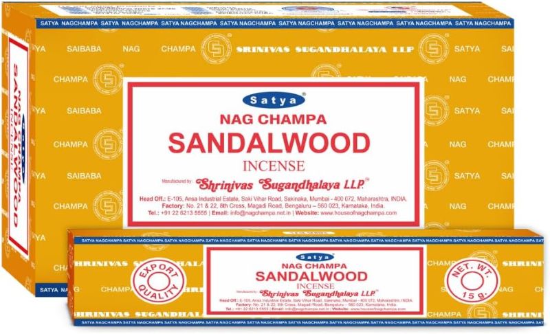 Photo 1 of Satya Sandalwood Incense Sticks – 12 Box Value Pack – Hand-Rolled in India – Calming & Earthy Aroma