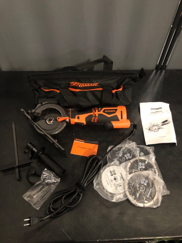 Photo 1 of DOVAMAN Circular Saw, 5.8A 4-1/2" Circular Saw w/Laser, Metal Auxiliary Handle, 6 Blades (4½", 4¾"), Cutting Depth 1-11/16" (90°), 1-3/8" (45°), Ideal for Wood, Soft Metal, Plastic, Tile - MCS01A
