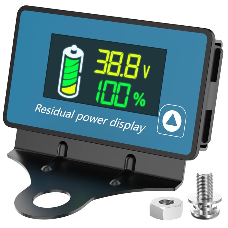 Photo 1 of Golf Cart Battery Meter, Malictele IPX7 Waterproof Battery Monitor DC8-120V with Bracket Digital Battery Capacity Remaining Capacity Percentage Tester for Car Motorcycle Golf Cart Battery Gauge
