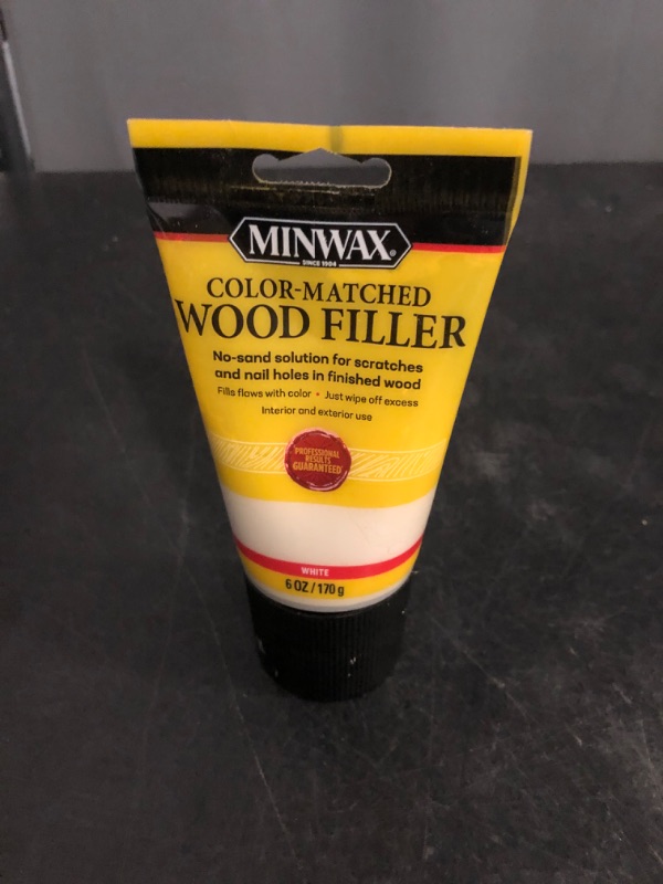 Photo 1 of Minwax Color-Matched Wood Filler, White, 6 oz
