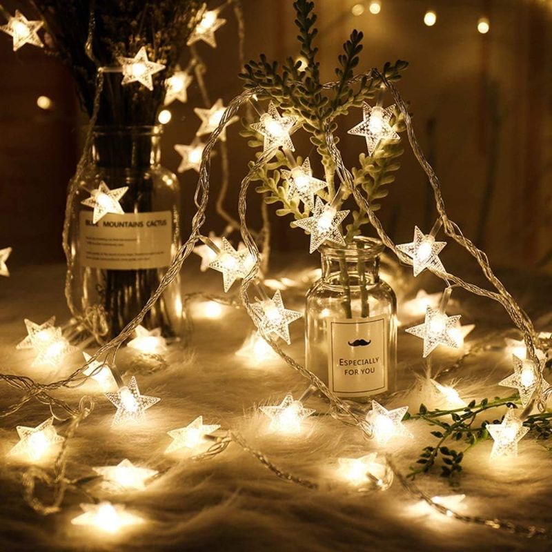 Photo 1 of Merdeco Star String Lights, 10ft/3M 20 LED Plug in String Lights Warm White Fairy Lights for Birthday/Christmas/Wedding/Party Indoor Outdoor Decoration
