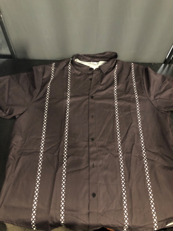Photo 1 of (2XL) Men's Short Sleeve Button Down Blouse Shirt Summer Casual Work Top Black A XX-Large