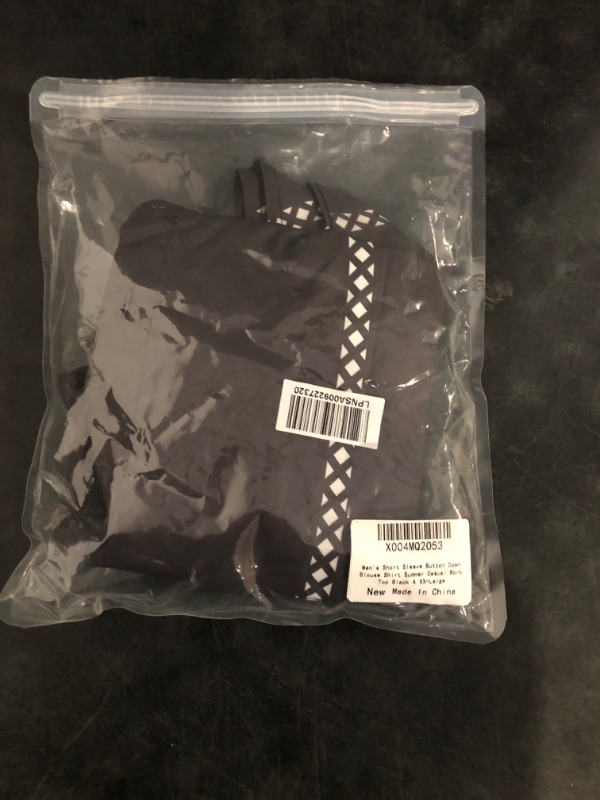 Photo 1 of (2XL) Men's Short Sleeve Button Down Blouse Shirt Summer Casual Work Top Black A XX-Large