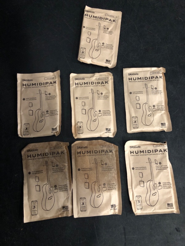 Photo 1 of D'Addario Guitar Humidifier Packs - Two-Way Humidification System Conditioning Packets - For Maintaining Proper Guitar Humidification Level - 12 Maintain Replacement Packets