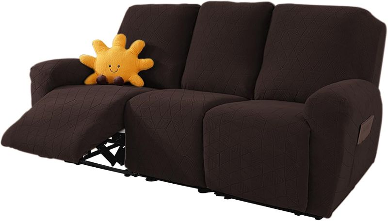Photo 1 of NORTHERN BROTHERS Recliner Chair Covers, Recliner Cover, Recliner Covers That Stay in Place, Recliner Covers, Reclining Couch Covers (8 Pieces, 3 seat, Chocolate)
