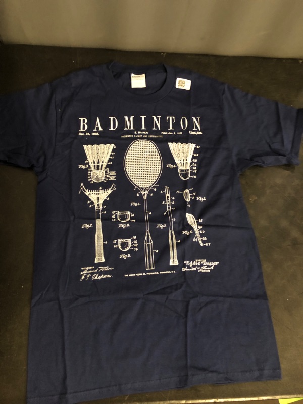 Photo 1 of Small Badminton Old Vintage Patent Drawing Print T-Shirt

