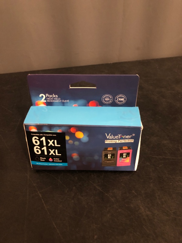 Photo 1 of Valuetoner 61XL Ink Cartridges Replacement for HP 61 Ink Cartridge Combo Pack 61XL Works with HP Envy 4500 4502 5530 Deskjet 2540 3510 OfficeJet 4630 Printer (1 Black, 1 Tri-Color, 2-Pack)
