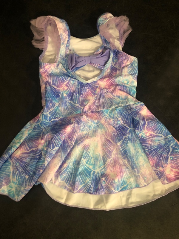 Photo 1 of (SIZE L) Girl One Piece Swimsuit with Short Modest Beach Swim Dress Printed Skirted Bathing Suit
