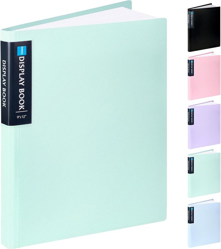Photo 1 of Sooez Art Portfolio 9"x12", 40 Pockets Large Folder Display 80 Pages, Heavy Duty With Clear Sheet Protectors, Presentation Book for Artwork Document Organizer Binder
