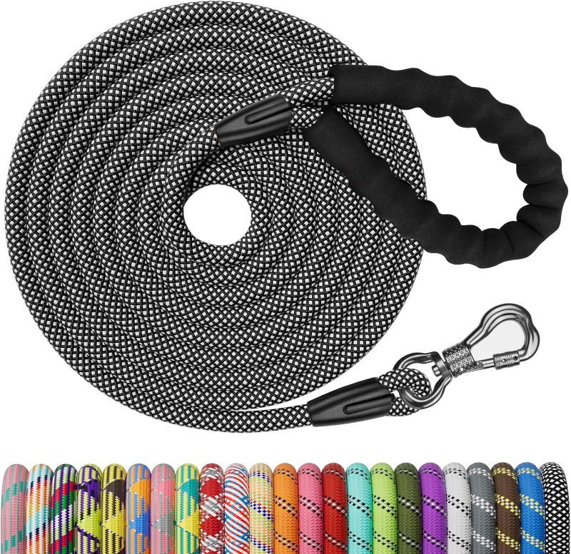 Photo 1 of NTR 15FT Training Leash for Dogs, Nylon Rope Dog with Swivel Lockable Hook and Comfortable Padded Handle, Cat Puppy Lead Small Medium Large Dogs Training, Playing, Camping, or Backyard
