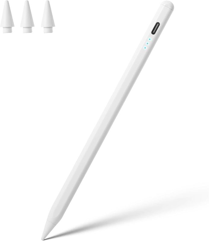 Photo 1 of Stylus Pen for iPad A16 11th 10th 9th 8th 7th 6th Generation, iPad Pro 12.9 11 13 inch M4, iPad Air M3 M2 5th 4th 3rd Gen, iPad Mini A17 Pro 7 6 5, for Apple Pencil Pro 1st 2nd Gen Alternative (White)
