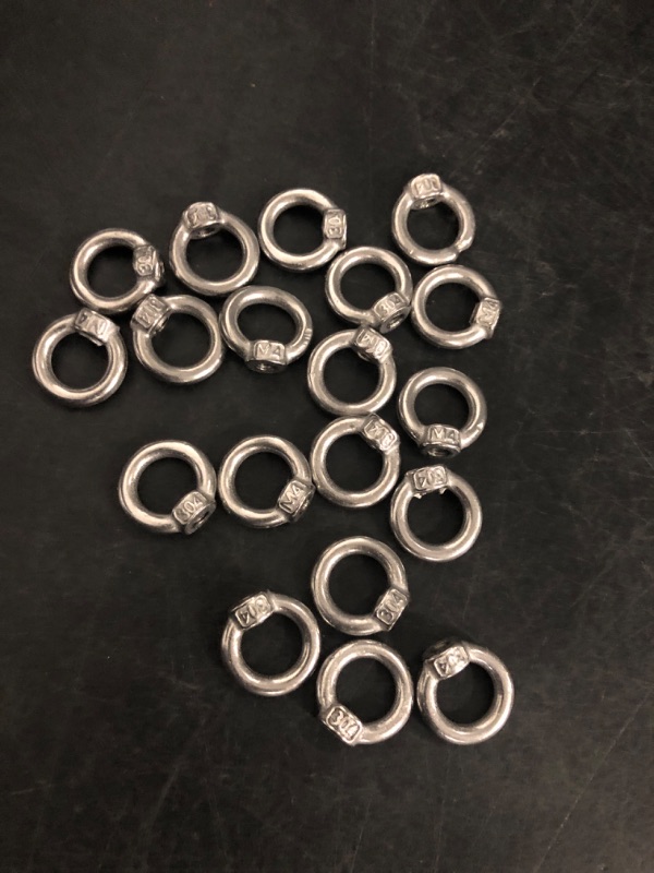 Photo 1 of Eye Screw Bolts 20pcs Lifting Eye Nut M6 Ring Eye Nuts 304 Stainless Steel Female Threaded Nut Rust-Proof Strong Lifting Eye Nuts for Connecting

