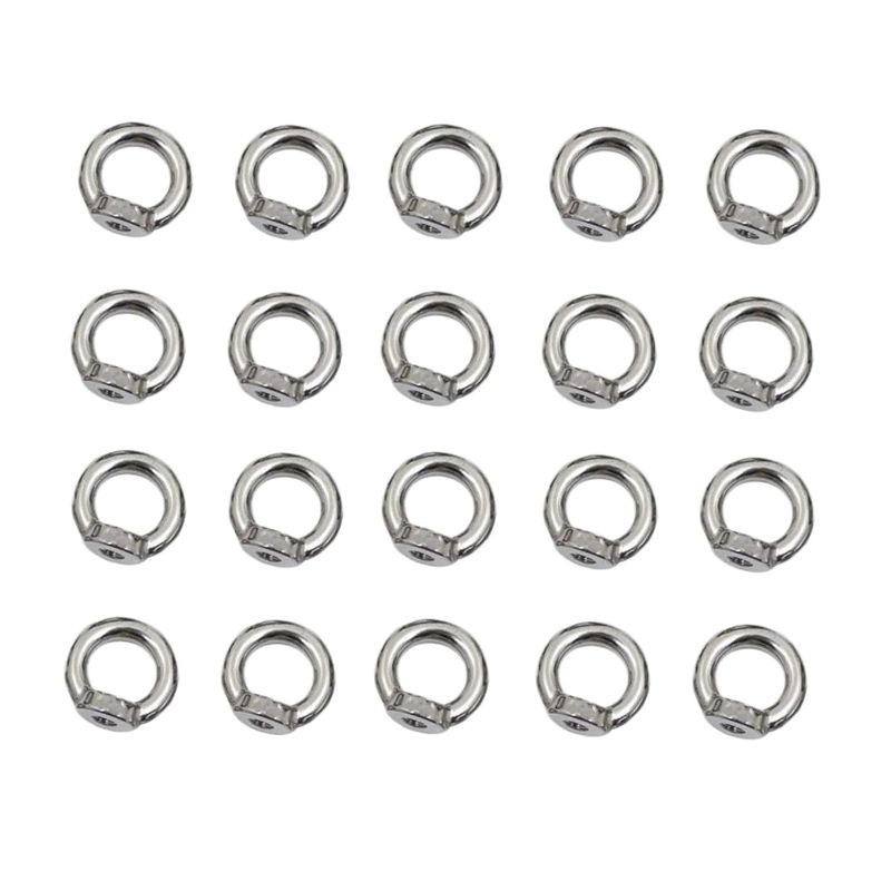 Photo 1 of Eye Screw Bolts 20pcs Lifting Eye Nut M6 Ring Eye Nuts 304 Stainless Steel Female Threaded Nut Rust-Proof Strong Lifting Eye Nuts for Connecting
