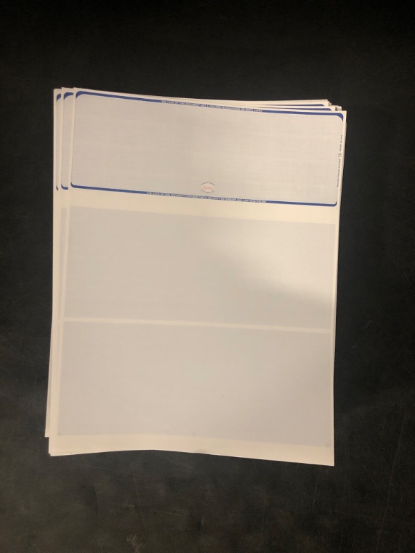 Photo 1 of Compuchecks Tamper-Guard Security Blank Check Paper - 300 Business Checks Compatible with QuickBooks - Check Stock on top and Paycheck Stub on Bottom - Blue Diamond
