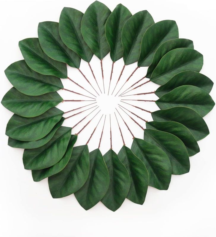Photo 1 of Artificial Green Magnolia Leaves Pack of 40 for Wedding Decor, Home Decor, Indoor Decor, Book Decorative, Bookmark, Fake Leaves Decor, Magnolia Wreath, Artificial Plants
