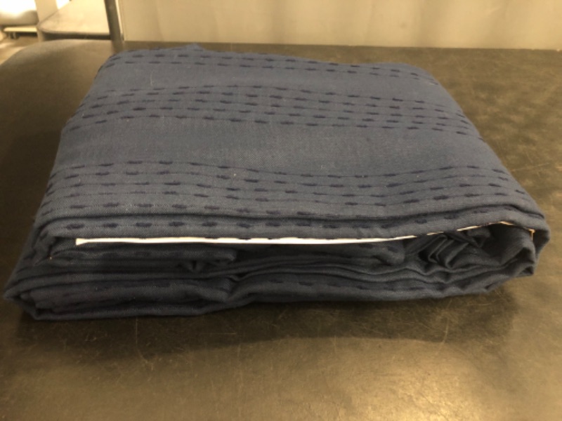 Photo 1 of Vintage Blue Linen Blackout Curtains 108 Inches Long 2 Panel Set for Living Room Back Tab Pocket Drapes Cotton Textured Room Darkening Light Blocking Curtain for Bedroom Cottage High Window 52x108
