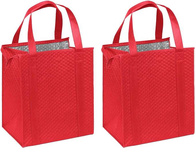 Photo 1 of Hannah Smart Large Capacity Heavy Duty Insulated Shopping Bag (2, Red)
