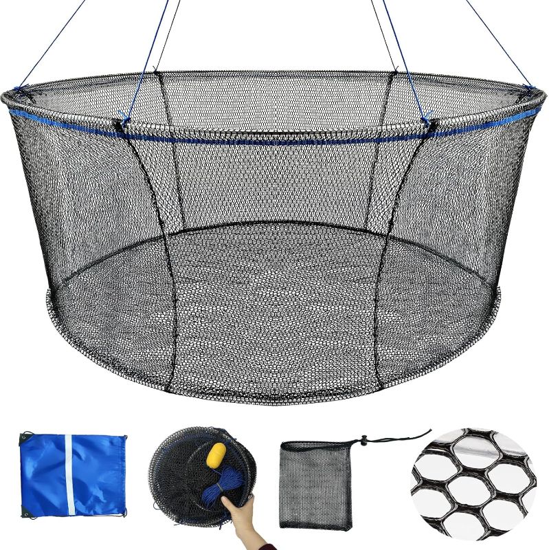 Photo 1 of Floating Portable Fishing Nets, Bridge Fishing Pier Nets Landing Drop Net with Rope for Minnows Lobster Crawfish Shrimp
