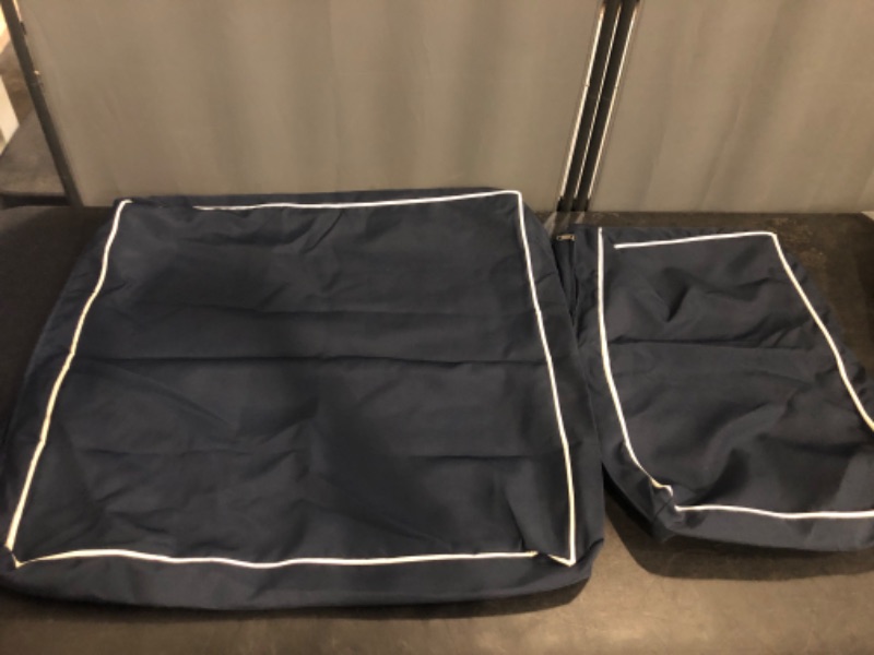 Photo 1 of MIULEE Outdoor Seat Cushion Set Navy Blue 24 x 24 x 4 Inch Waterproof & Fade Resistant Deep Seat and Back Patio Furniture Cushions with Handle and Adjustable Straps Cushions for Chair Couch
