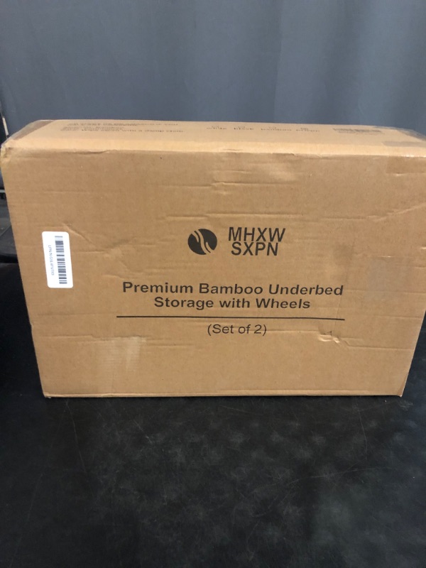 Photo 1 of Bamboo Under Bed Storage Containers with Wheels, 2 Pack Large Under the Bed Shoe Storage Bins, Wood Rolling Underbed Drawers Organizer for Bedroom Closet Clothes Blanket Under Crib Toy Nature