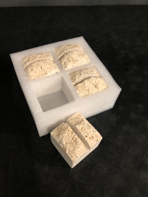 Photo 1 of 4 pcs Natural Travertine Place Card holder - Handmade Polished Wedding Table Signs, Multi-Use Memo Holder for Escort Cards, Photos & Business Cards (2.36"x2.36"x1.96")
