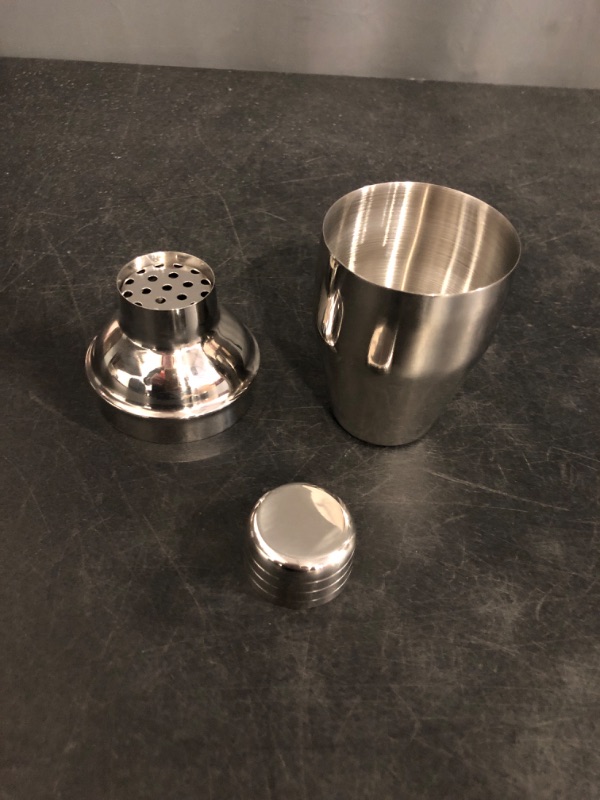 Photo 1 of FRONTIER Cocktail Wine Shaker Stainless Steel Martini Shaker with Cap and Strainer Drink Mini10OZ
