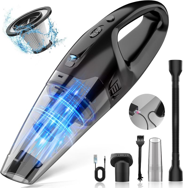 Photo 1 of Handheld Vacuum Cordless Rechargeable 3-in-1, Car Vacuum Portable Cordless with USB Charge, Hand Vacuum with LED Light, HEPA Filter, 1.65LBs Lightweight Vacuum Cleaner for Dust, Pet Hair
