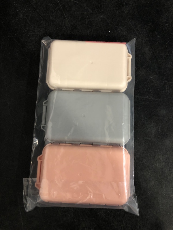 Photo 1 of 3 Pack Travel Pill Organizer with Bulk Stickers & Labels - Small & Portable Week Daily Medicine Pharmacy for Pocket, Bag - 14-Compartment Foldable Supplement Box Holder for Fish Oil Vitamin
