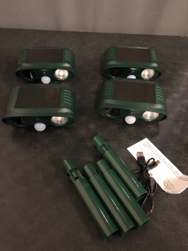 Photo 1 of 4Pack Solar Ultrasonic Animal Repellent Outdoor Deer Repellent Devices with Motion Detection&Flash Light Squirrel Cat Raccoon Rabbit Dog Deterrent,Keep Rodent Chipmunk Squirrel Away for Yard Garden
