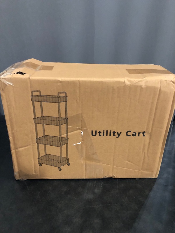 Photo 1 of Sywhitta 3-Tier Plastic Rolling Utility Cart with Handle, Multi-Functional Storage Trolley for Office, Living Room, Kitchen, Movable Storage Organizer with Wheels, Black
