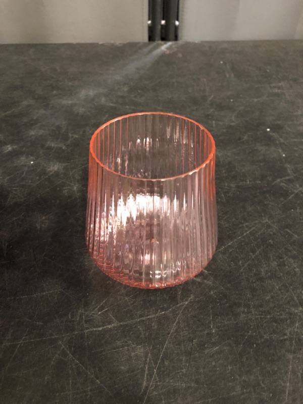 Photo 1 of 40 Pack Plastic Ribbed Wine Glasses, 14Oz Origami Disposable Wine Glasses Unbreakable Clear Plastic Cocktail Glasses Recyclable Shatterproof Reusable Wine Cups (14oz-pink-40pack)
