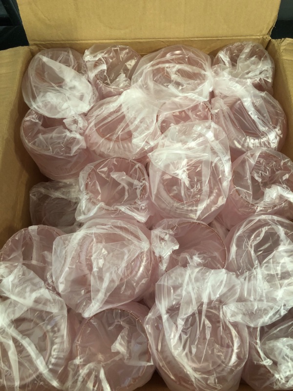 Photo 1 of 40 Pack Plastic Ribbed Wine Glasses, 14Oz Origami Disposable Wine Glasses Unbreakable Clear Plastic Cocktail Glasses Recyclable Shatterproof Reusable Wine Cups (14oz-pink-40pack)
