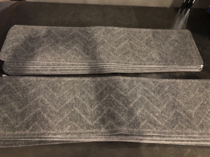 Photo 1 of Stair Treads for Wooden Steps Indoor, 15 Pack 8" X 30" Non Slip Carpet Stair Treads with Reusable Adhesive for Kids Elders and Dogs, Surface Polyester TPR Backing Stair Runner Rugs, Dark Grey
