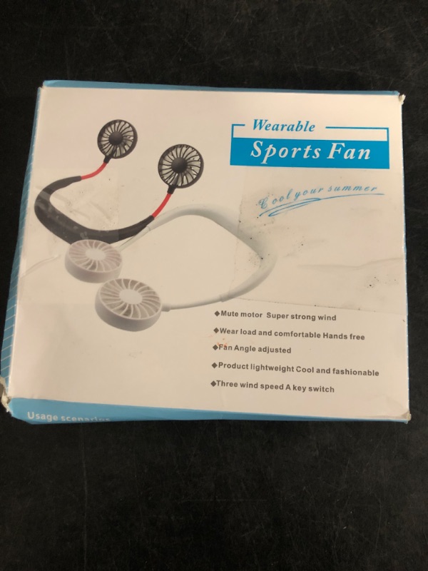 Photo 1 of Portable Neck Fan Rechargeable Personal Hand-Free Fan Mini USB Wearable Neckband Sport Fan, 3 Speed Adjustable, 360 Degrees Free Rotation Perfect for Working, Traveling, Office, Reading (Blue)
