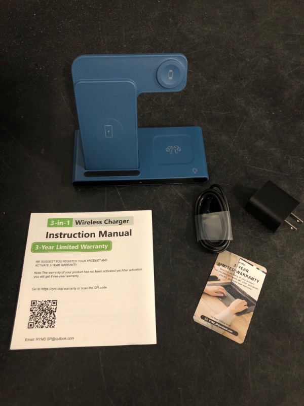 Photo 1 of 4 in 1 Wireless Charging Station,2021 Upgraded Fast Charging Dock Stand for iWatch Series 7/6/SE/5/4/3/2, AirPods & Pencil, Compatible with iPhone13/12Pro/11/XS/XR/8/Samsung