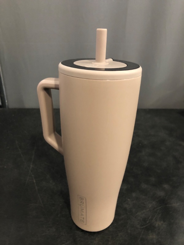Photo 1 of BrüMate Era 40 oz Tumbler with Handle and Straw | 100% Leakproof Insulated Water Bottle Tumbler with Lid and Flexible SoftSip Straw | Made of Stainless Steel | Cup Holder Friendly | 40oz (Mocha)