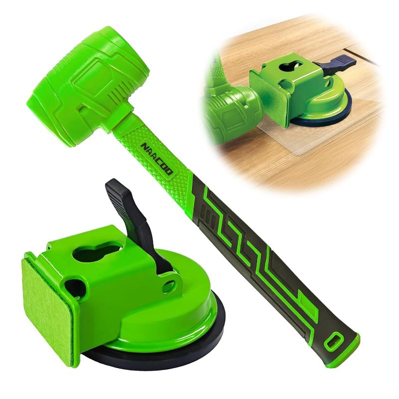Photo 1 of Heavy Duty Floor Gap Fixer Tool+Rubber Mallet, Made of Iron & Enhanced Suction Cup. with 5pcs Sticky Pads for Deeper Texture Laminate/Vinyl Flooring Tools
