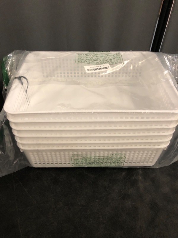 Photo 1 of A4 Size Plastic Storage Basket,Desktop File Paper Letter Organizer Tray, 6-Packs (White)
