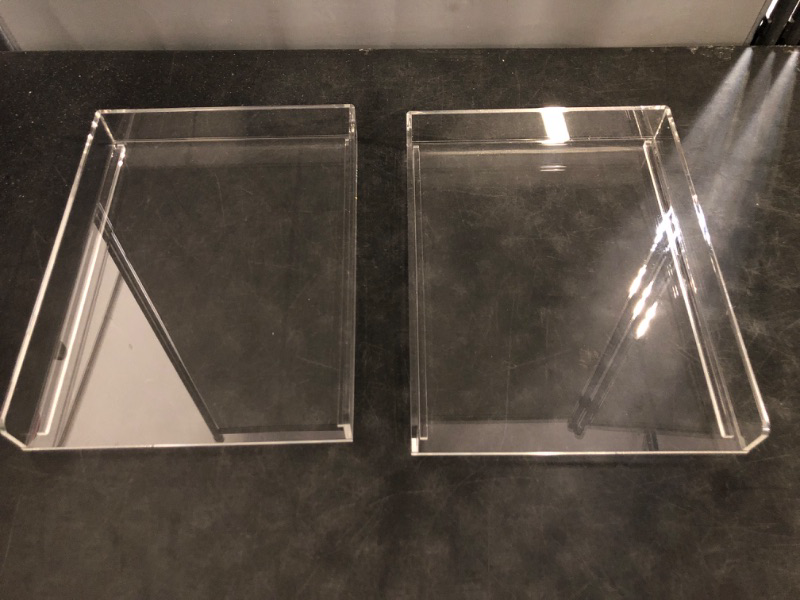 Photo 1 of Paper Organizer Letter Tray, Clear Acrylic Paper Tray, School Teacher Office Supplies Organization, Stackable Desk File Organizer, Classroom Decor and Accessories-2 Pack…
