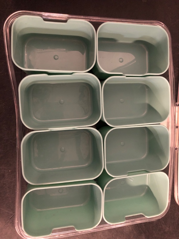 Photo 1 of Mason & Meadow Small Snackle Box Container - Travel Snack Box Container - Snacklebox - Divided Serving Tray With Lid and Handle - Portable Snack Tray With Lid - Snackle Boxes 4 compartment Sage Green
