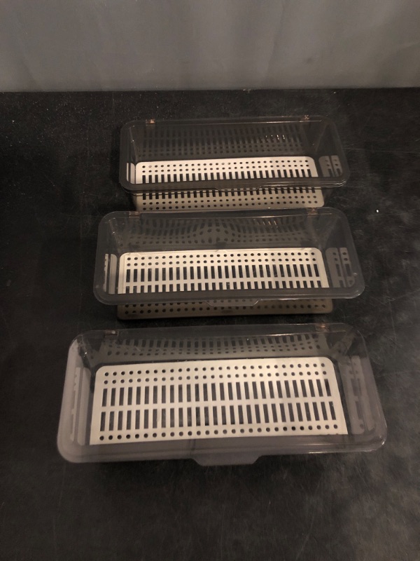 Photo 1 of Cabilock 3Pcs Flatware Tray Drawer Organizer with Lid Chopsticks Drain Silverware Tray with Lid Cutlery Countertop Storage Container Tableware Storage Organizer Easy Clean