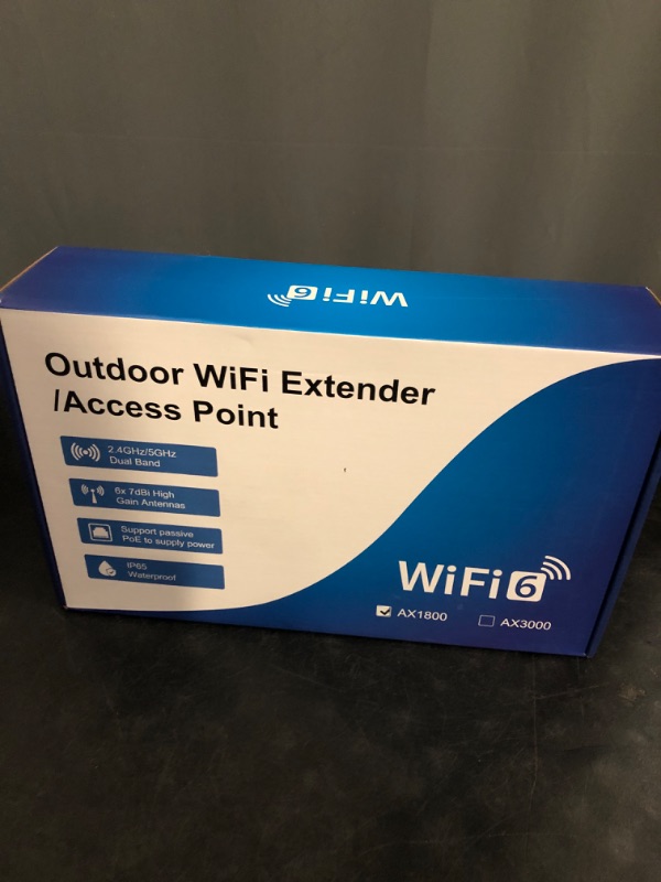 Photo 1 of AX1800 Outdoor WiFi 6 Extender, High Power Outdoor WiFi Extender Signal Booster, Long Range Outdoor WiFi Access Point, IP67 Weatherproof, Passive PoE, for Starlink, Patio, Camping, Yard, RV