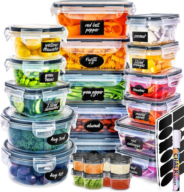 Photo 1 of fullstar 50-Piece Plastic Food Storage Containers with Lids (24 Containers & 24 Lids) - Leakproof, BPA-Free, Meal Prep Containers, Reusable Lunch Storage Set for Kitchen Organization (Pack of 50)