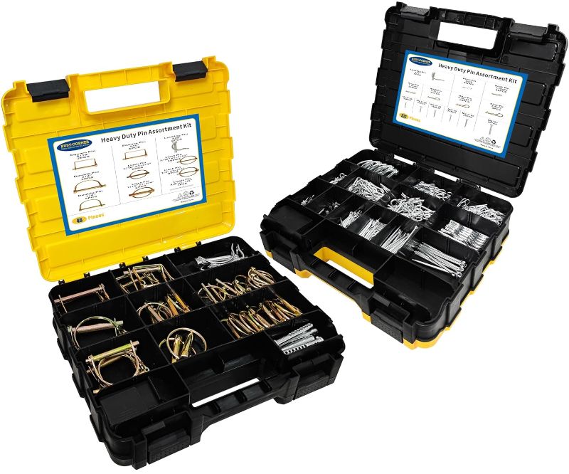 Photo 1 of 367 PCS Heavy Duty Pin Assortment Kit, Hitch Pins R Clip PIns/ Hair Pins/ Lynch Pins/ PTO Pins/ Cotter Pins/ Clevis Pins for Trucks Trailers Tractors Mowers 3 Point Accessories, Farm, Lawn and Garden