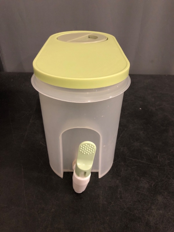 Photo 1 of Plastic Drink Dispenser,3.9L PP Sealed Preservation Refrigerator Water Iced Milk Lemonade Tea Container Cold Water Kettle with Faucet for Summer Cold Beverage (Green)