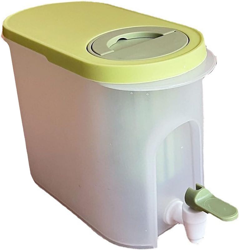 Photo 1 of Plastic Drink Dispenser,3.9L PP Sealed Preservation Refrigerator Water Iced Milk Lemonade Tea Container Cold Water Kettle with Faucet for Summer Cold Beverage (Green)
