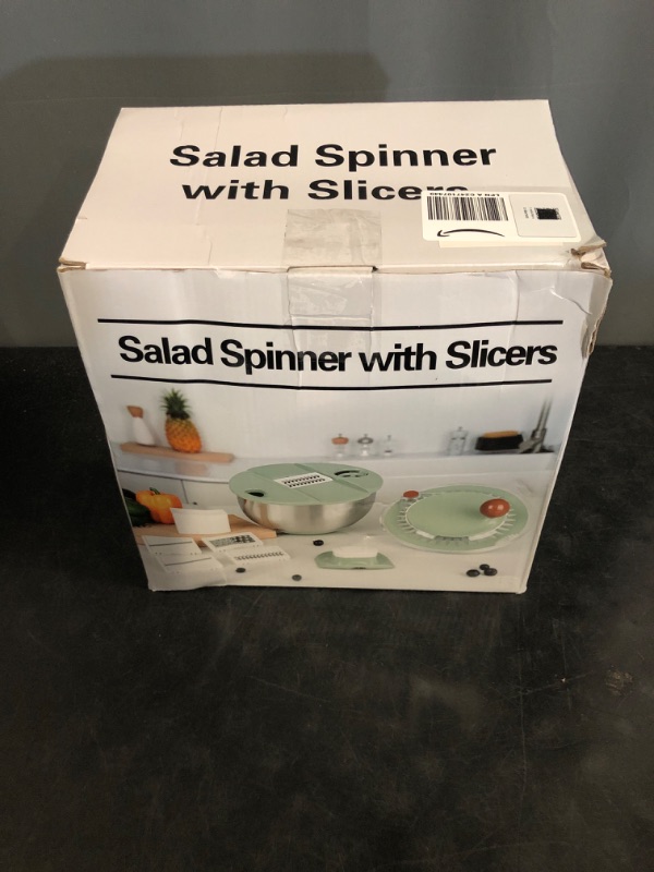 Photo 1 of SUSTEAS Stainless Steel Salad Spinner Large, Vegetables Wash Bowl, Fruits & Herb Lettuce Dryer with 5 Blade Slicer Egg Yolk Strainer Shredder for Efficient Salad Preparation and Food Washing, 4.25Qt
