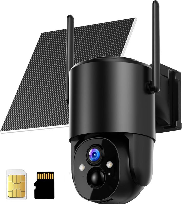 Photo 1 of 4G LTE Cellular Security Camera: No WiFi Security Camera Outdoor Solar Built-in SIM Card 2K Home Cameras System Wireless Outside Battery Powered with 360° Live View Color Night Vision Motion Detection
